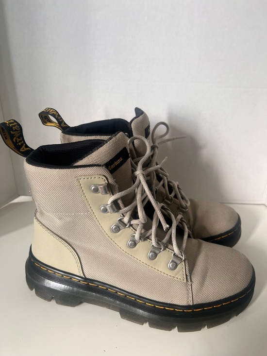 Dr. Martens Shoes - Dr. Martens Light Beige Canvas Lace-Up Utility Boots